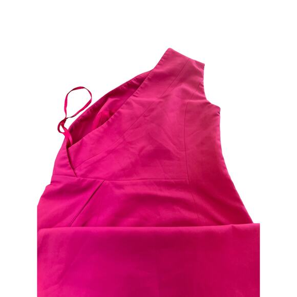 Abyss by Abby Womens One Shoulder Evening Midi Slit Dress Hot Pink Small - Picture 10 of 15